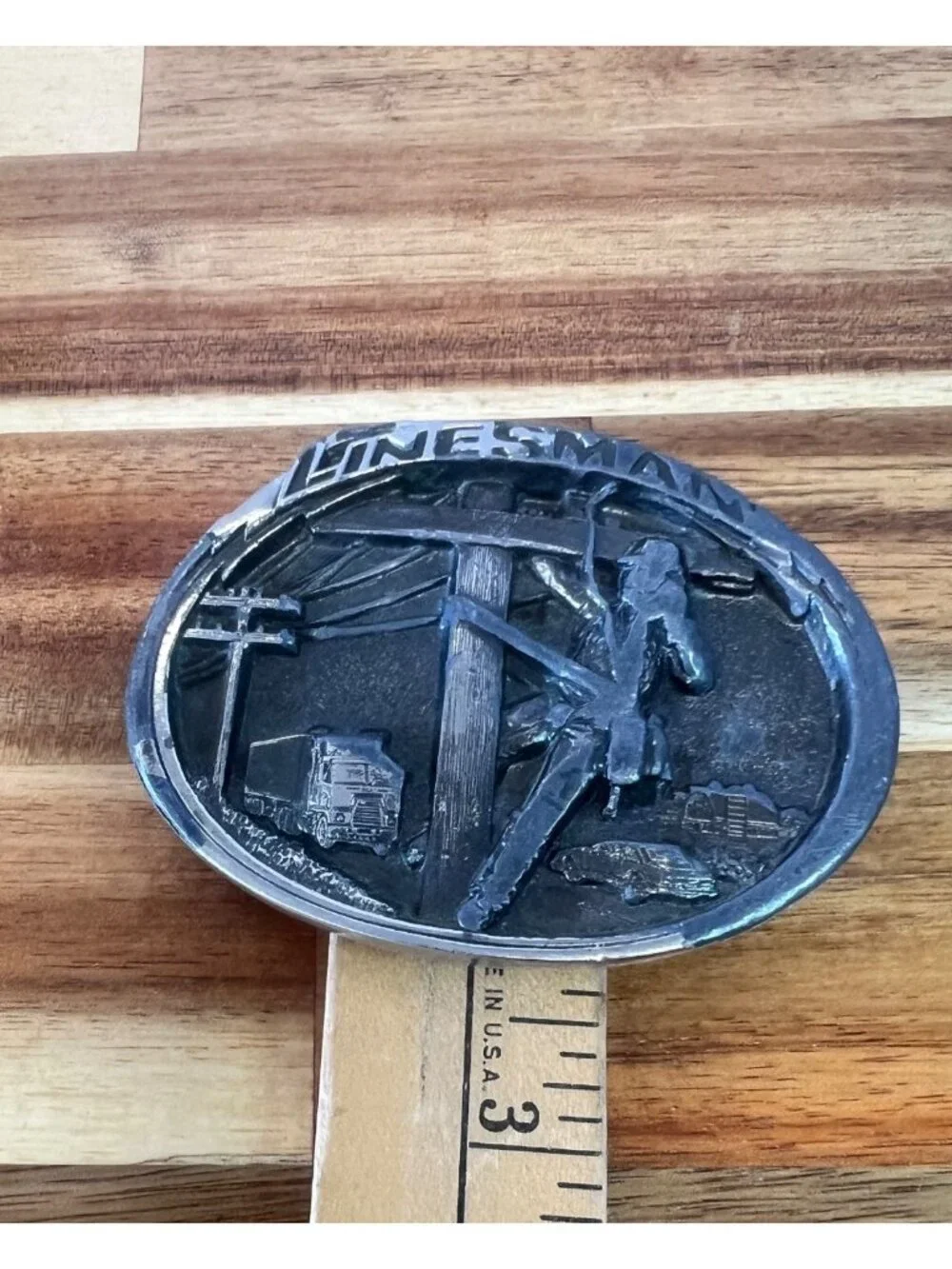 Vintage Linesman belt buckle, circa 1986, USA made